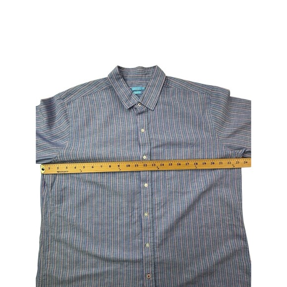 J. McLaughlin Shirt Mens XL XLARGE Blue‎ Striped Linen Cotton Blend Button Down - Picture 8 of 16